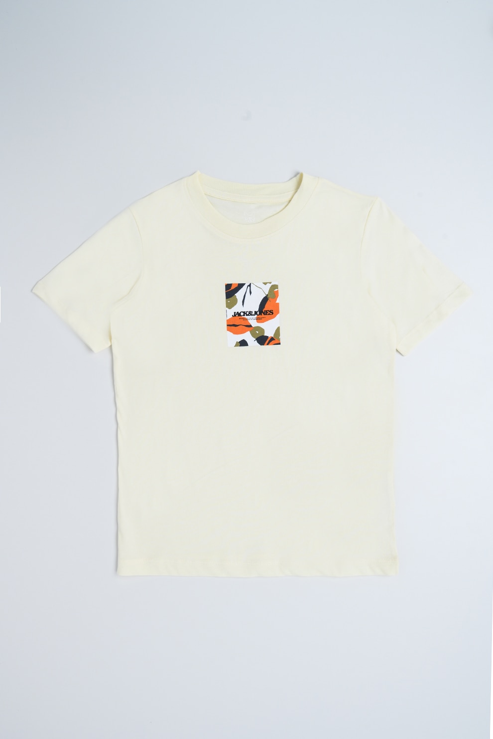 Jack & Jones, Tricou de bumbac cu imprimeu grafic si logo, Crem, 152 CM