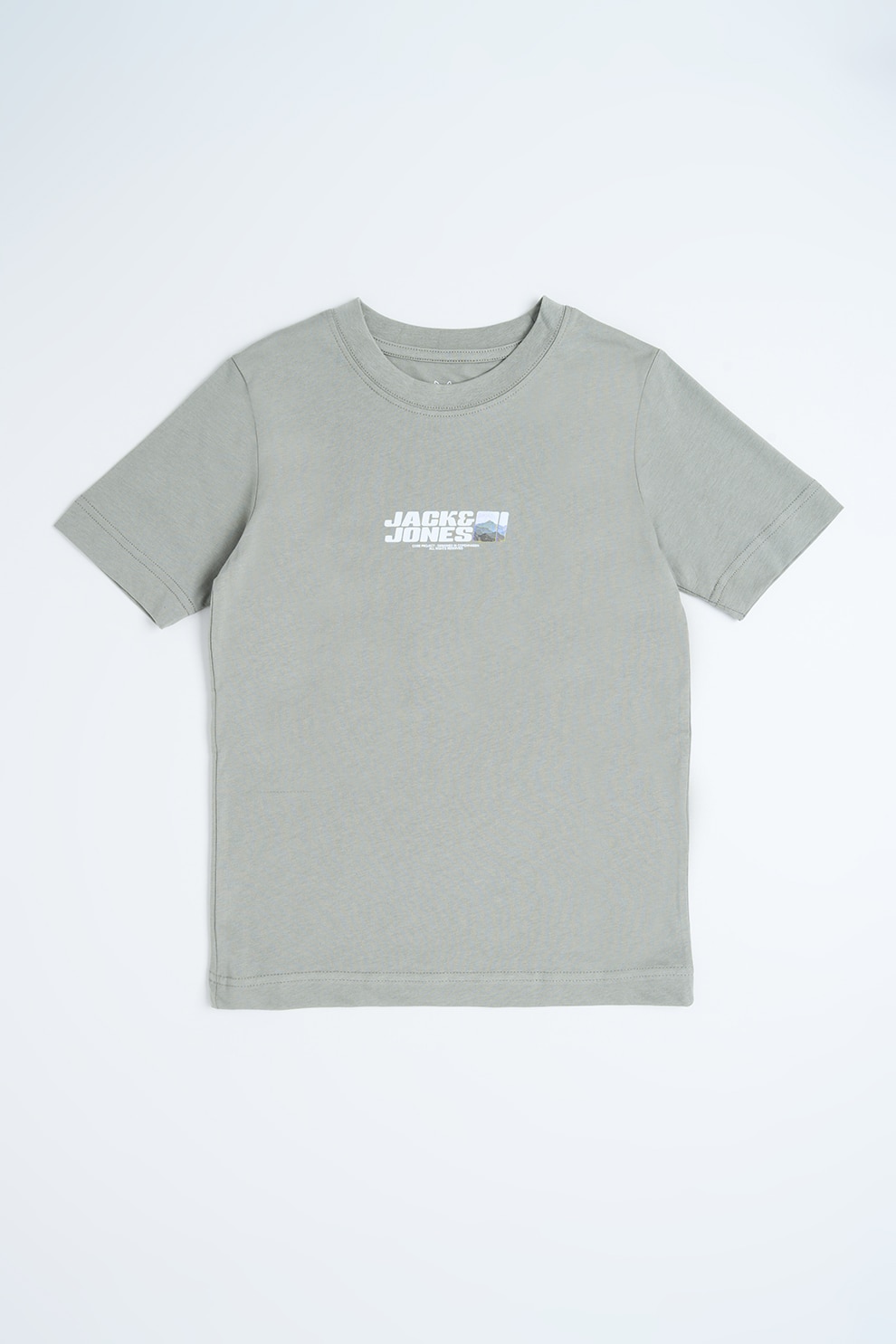Jack & Jones, Tricou cu decolteu la baza gatului si logo pe piept, Gri, 152 CM