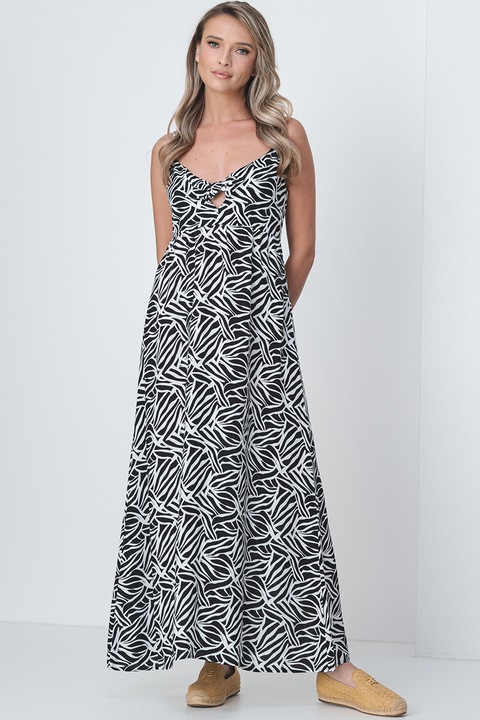 Only, Дълга разкроена рокля, Бял/Черен