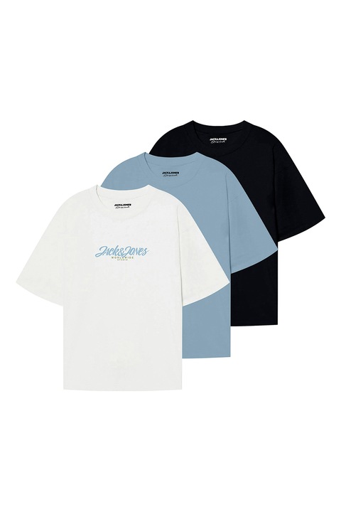 Jack & Jones, Kerek nyakú póló szett - 3 db, Fehér/Kék