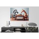 Tablou Canvas, Zebra si Girafa jucand Sah Imagine Digitala AI, 40x60 cm
