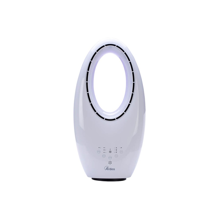 Ventilator Bladeless Ardes Muna, AR5BL1B, 60W, 3 Viteze, Telecomanda, Timer 7.5h, LED 4 culori, Oscilatie, Silentios