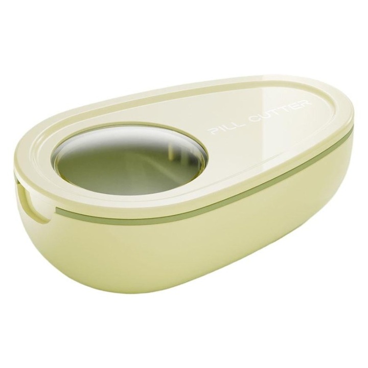 Cutie pentru taiat pastile si depozitare medicamente, Leski, galbena, 8x5x2.65cm, compacta si portabila