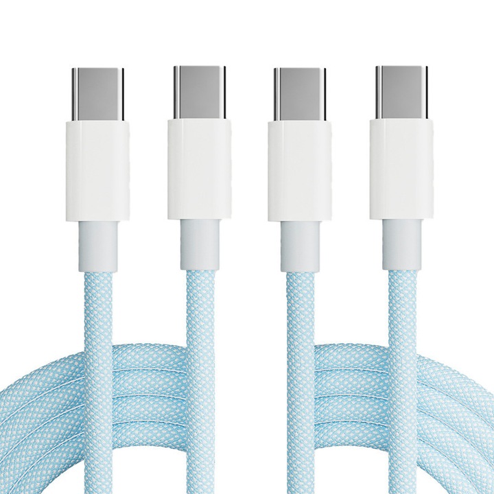 Комплект от 2 кабела за данни, SuooTci, USB-C, 1 м, син