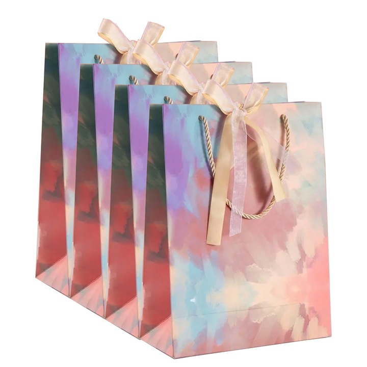 Set 4 Ingrosire Pungi Cadou din Hartie ，Punga 'La Multi Ani' pentru Petreceri，Pungi pentru imbracaminte，Pungi pentru Zile de Nastere ale Copiilor，32x25x10cm