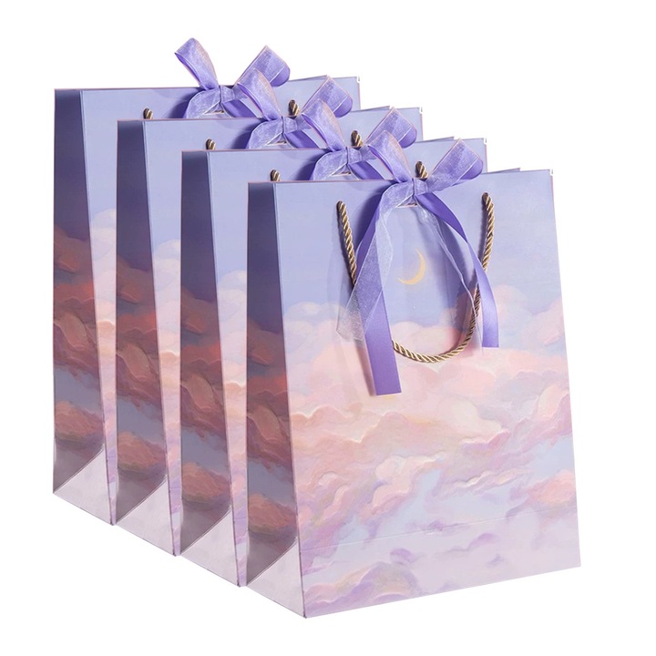 Set 4 Ingrosire Pungi Cadou din Hartie ，Punga 'La Multi Ani' pentru Petreceri，Pungi pentru imbracaminte，Pungi pentru Zile de Nastere ale Copiilor，32x25x10cm