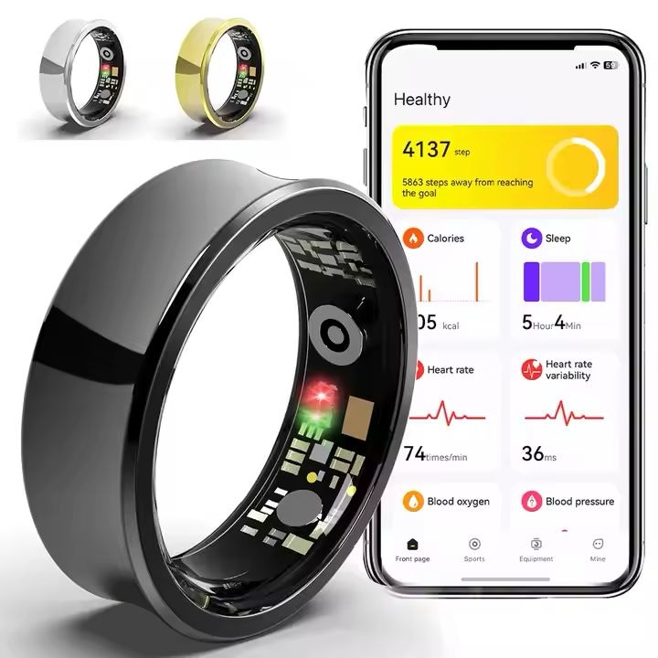 Smart Health Ring GR15 Bluetooth 5.1, Monitorizare Somn, Calorii, Puls, Oxigen, Tensiune, Ciclu Menstrual, Waterproof 5ATM, Autonomie 5 Zile, Compatibil Android/IOS
