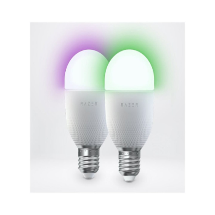 Комплект от 2 смарт крушки, Razer Aether, E27, RGB, 800 lm, 2700-6500 K