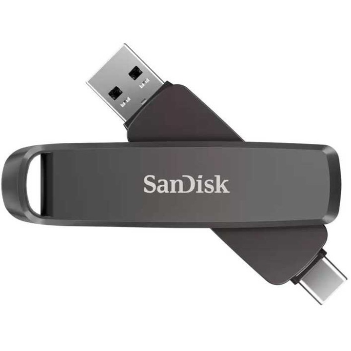 USB memória, SanDisk Extreme PRO Dual Drive, 512 GB, fémes, 1000x900 MB/s, USB-C/A típusú