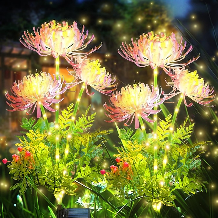 Комплект от 2 декоративни външни соларни лампи, градински лампи, IP65, време на светене до 8-12 часа, лесни за монтаж, автоматично включване/изключване, декорации за външен пейзаж, за градина, тераса, двор, алея, розови