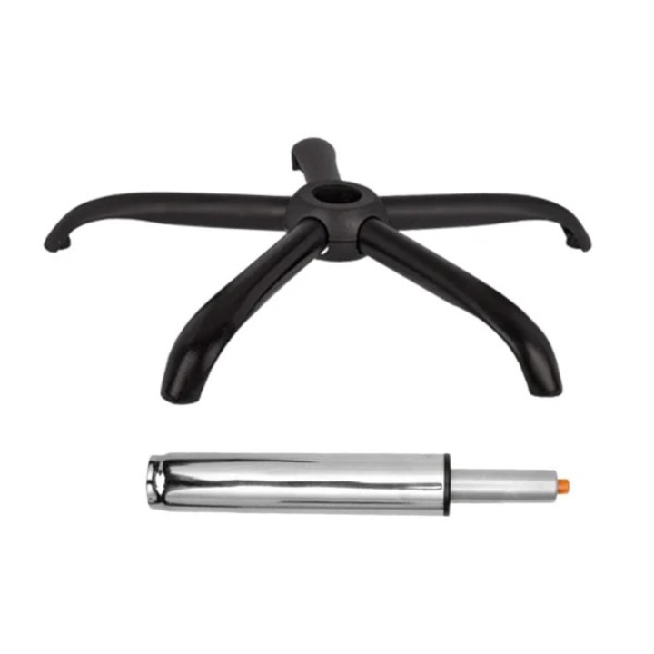 Set baza pentru scaun directorial plastic, 64 cm si cilindru piston, gaz, pentru scaune birou, argintiu, 35 cm
