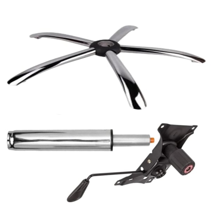 Set placuta balans metalica 22 cm x 15 cm, baza 60 cm si cilindru piston, gaz, pentru scaune birou, argintiu, 35 cm