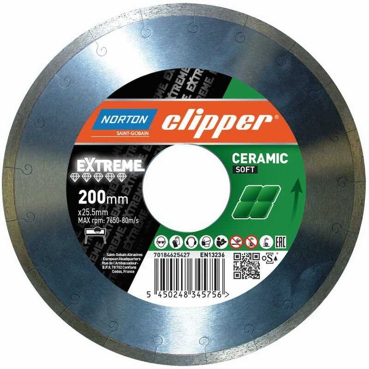 Norton Extreme Ceramic Soft gyémánttárcsa, 200x25,4 mm
