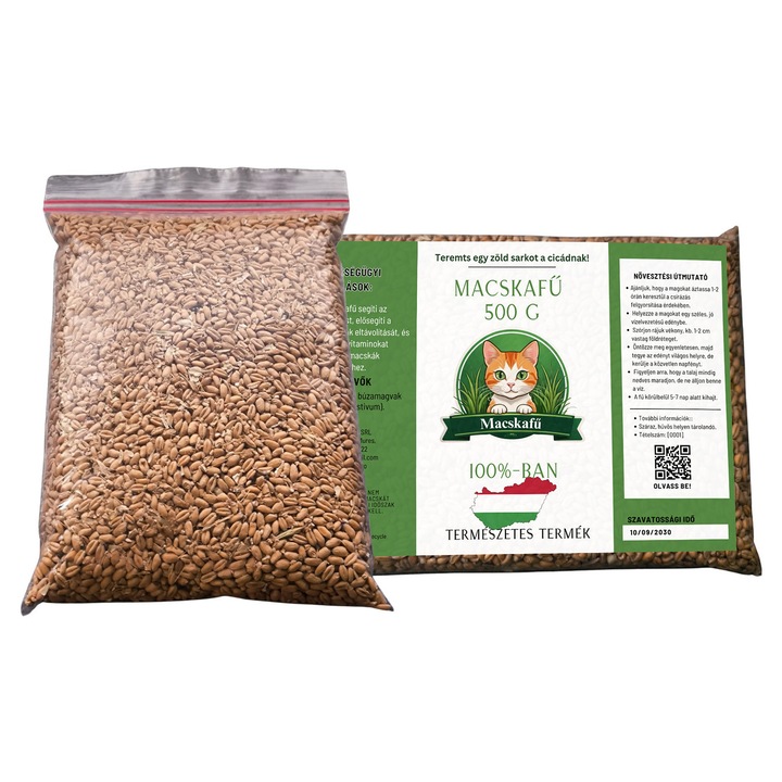 Macskafű, magvak zöldnövény növesztéshez a macska emésztésének támogatására – 500 g