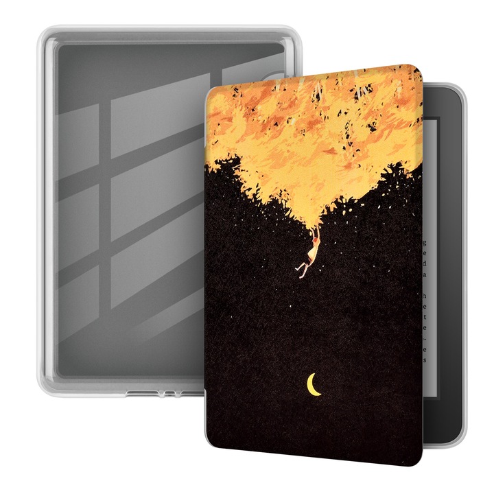 Husa pentru Kindle Paperwhite 2024 12th Generation si Kindle Colorsoft Signature Edition, SINSELET, 7 inch, carcasa moale, trezire automata si somn, copii si copaci