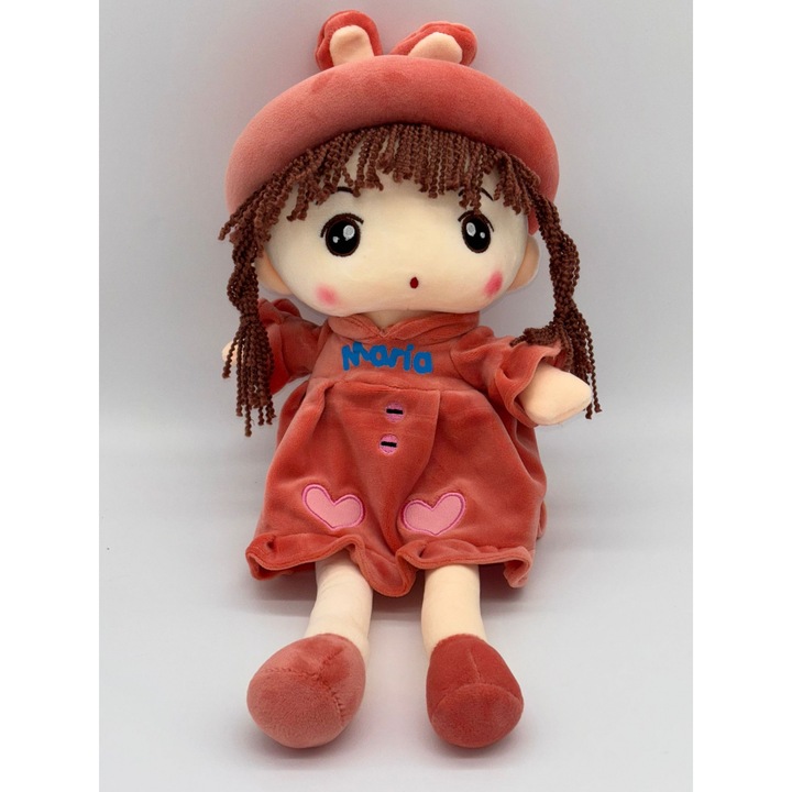 Papusa Angel din Plus, Personalizata cu Nume "Maria", Canta "Are mama o fetita frumusica foc", 50 cm - Corai