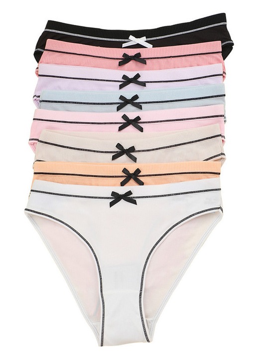 Комплект от 8 удобни бикини за жени, бельо, многоцветни, полиестер, Многоцветен