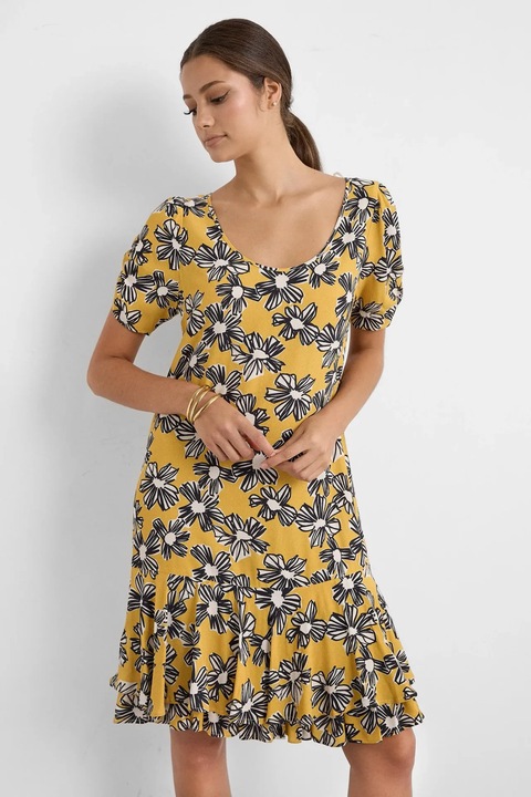 Rochie mini HiCCUP Floral, Galben chihlimbar
