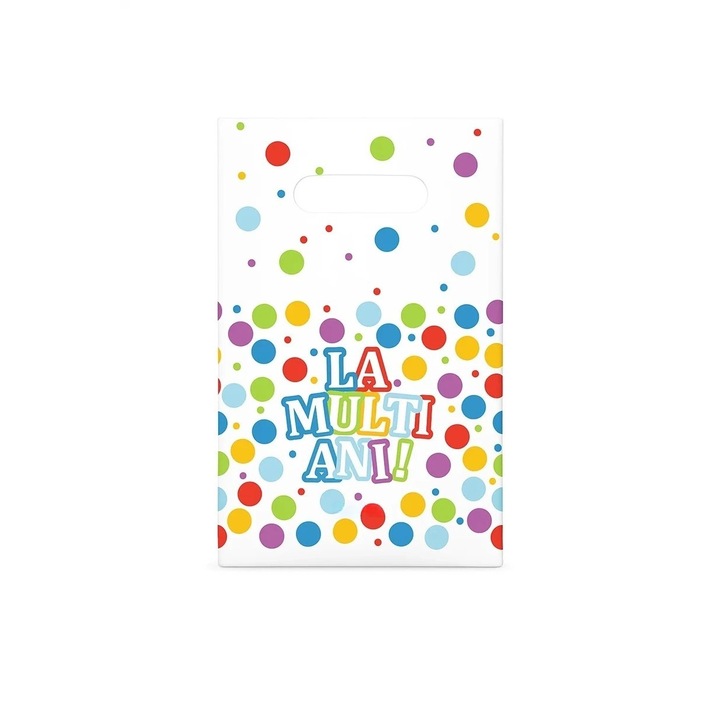 Комплект от 10 подаръчни торбички, Flippy, колекция ЧЕСТИТ РОЖДЕН ДЕН, 16,5 x 25 см, пластмаса, многоцветни