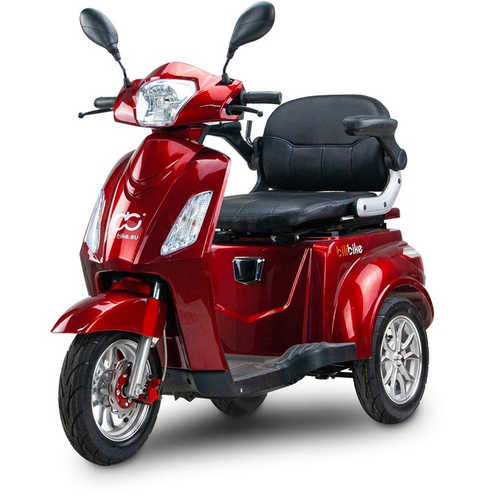 Електрически скутер BILI BIKE SHINO G2 LIT, 1000W, аларма, куферек, 10-инчови колела, 155.5x68x111см, червен