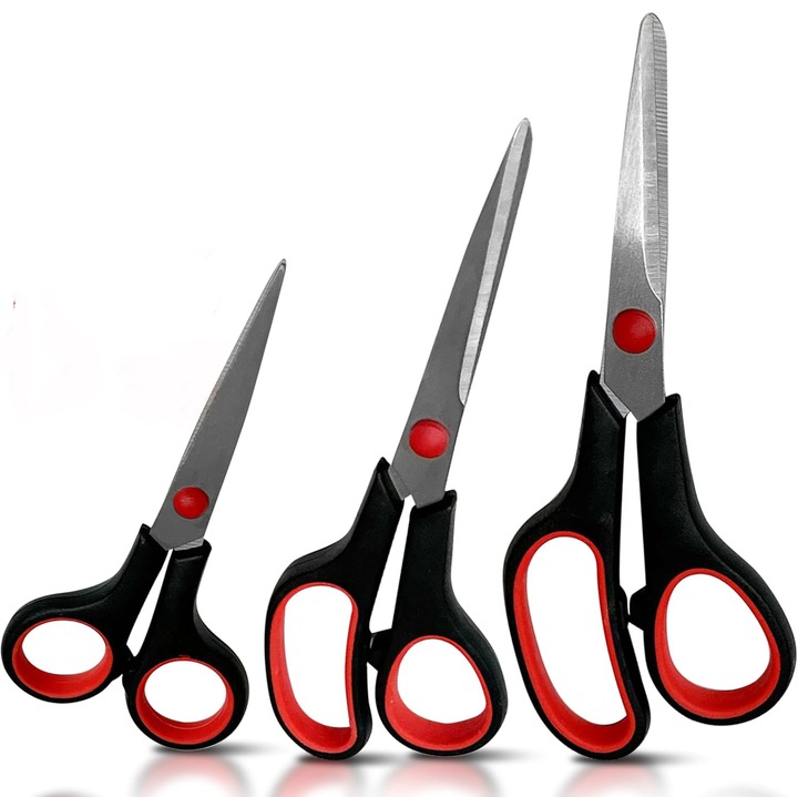 Set 3 foarfeci multifunctionale, inox, 20cm, maner ergonomic