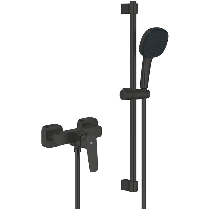 Baterie dus Grohe Cubeo 1018252430, aparenta, set dus, mat, negru
