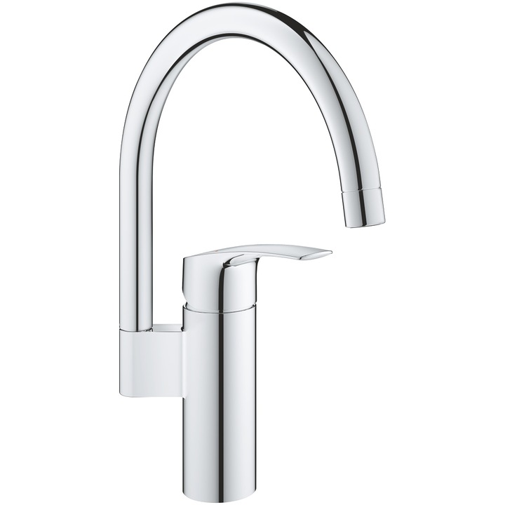 Кухненски смесител Grohe, Eurosmart 33202003, 3/8'', висок чучур, тип C, въртящ се, едноръкохватков, керамичен, хром