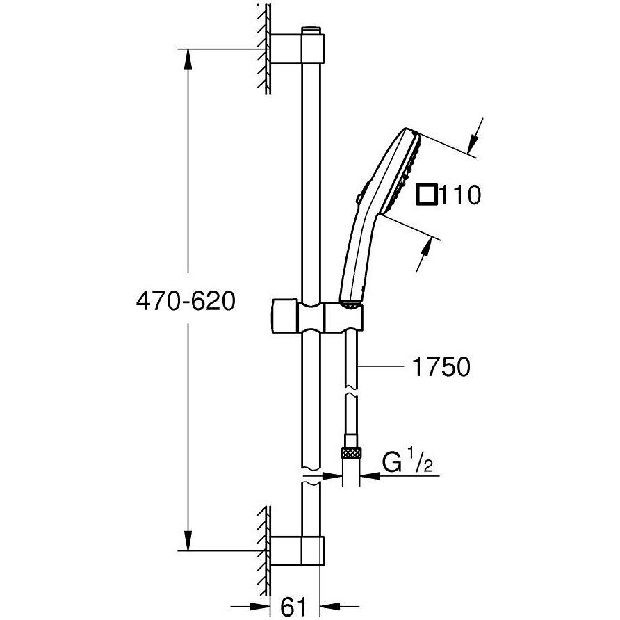 Coloana dus Grohe Tempesta Cube 110 26748003, universala, 600 mm, 2 ...