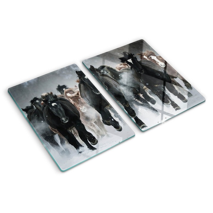 Tocatoare de bucatarie, Tulup, Cai in galop, Negru, 2x40x52 cm, 010010520020000005584