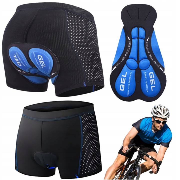 Pantaloni De Ciclism, Gearox, Negru, Insertie Gel 3D, Material Respirabil Si Rapid Uscat, Si Elastic