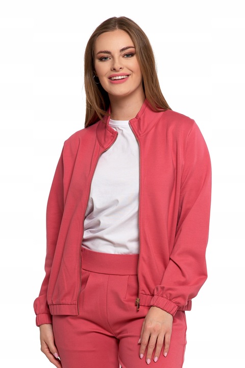 Hanorac bomber dama Moraj, cu fermoar, viscoza/poliamida/elastan, roz