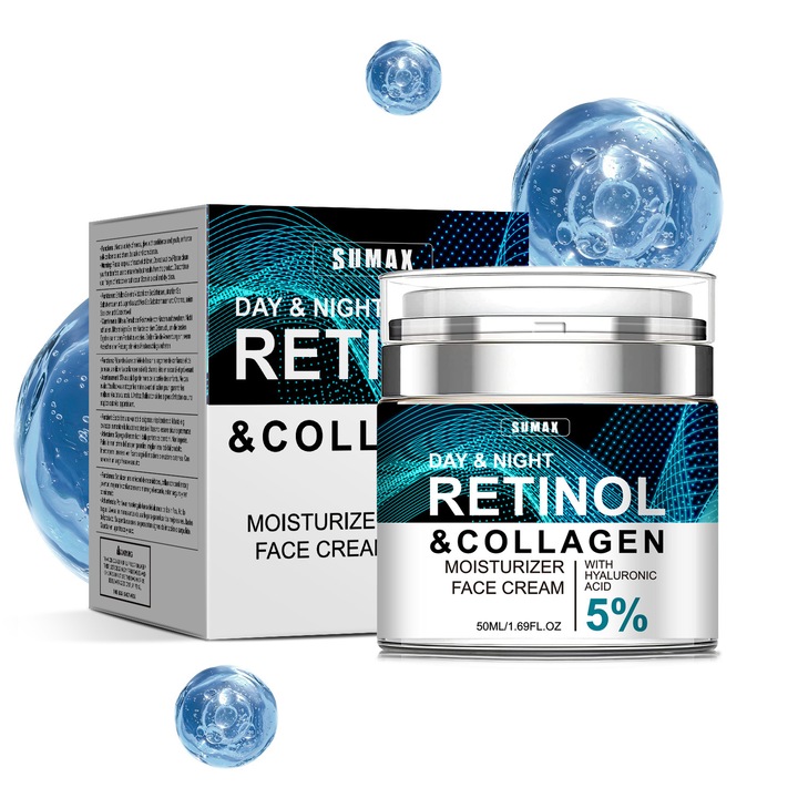 Ránctalanító arckrém retinollal és kollagénnel, SUMAX, 50ml, hidratáló, csökkenti a ráncokat, minden bőrtípusra