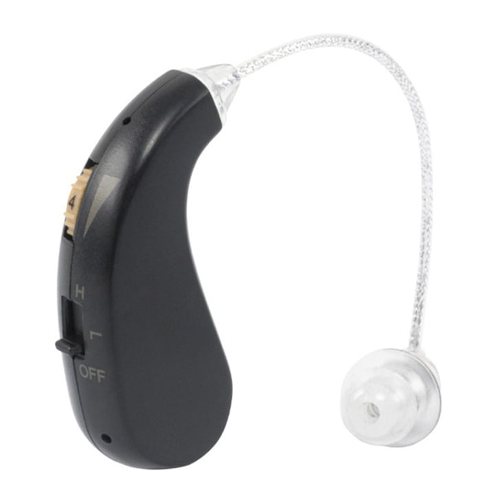 Aparat auditiv retroauricular BTE reincarcabil, set 2 bucati, negru, 12x8.5x4cm