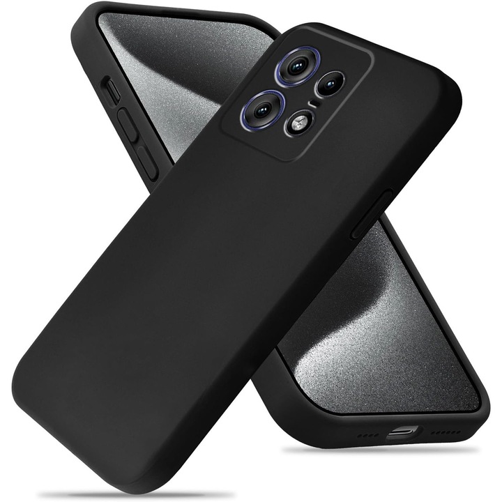 BestCase® Husa pentru Motorola Edge 50 Pro, Premium Slim Silicon 1.2MM, Microfibra in interior, Antisoc, Protectie camera si ecran, Negru