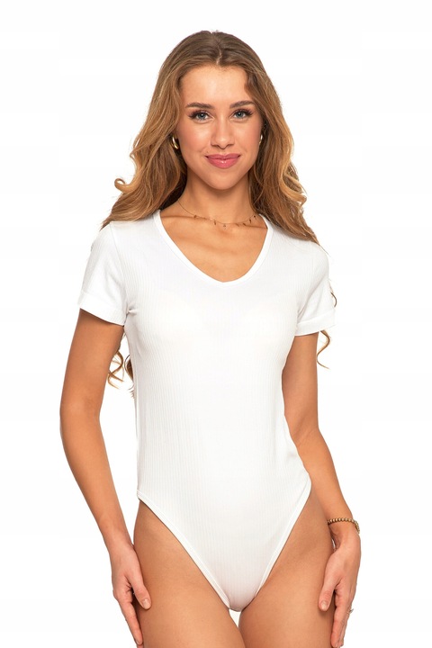 Дамски боди Moraj, къс ръкав, полиамид/еластан, бял