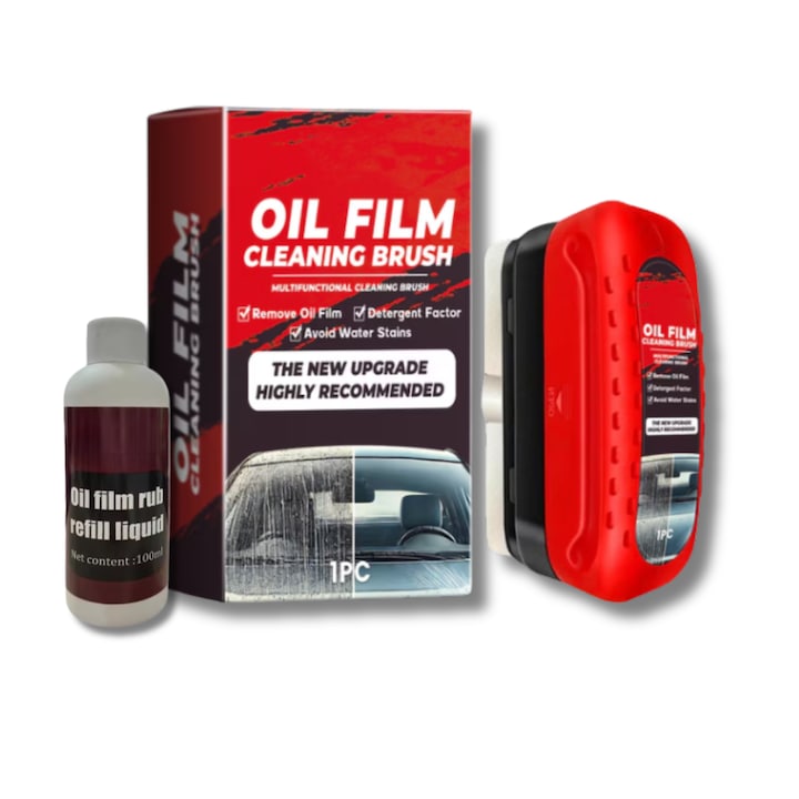 Perie Curatare Geamuri Si Parbriz Auto Cu Rezervor Detergent Si Rezerva Inclusa, Degresare Ulei Si Murdarie, Anti-Reflexie, Design Ergonomic Compact, Transparenta Superioara, Utilizare Interior Exterior, Rosu Negru, Smart Gadgets C&A