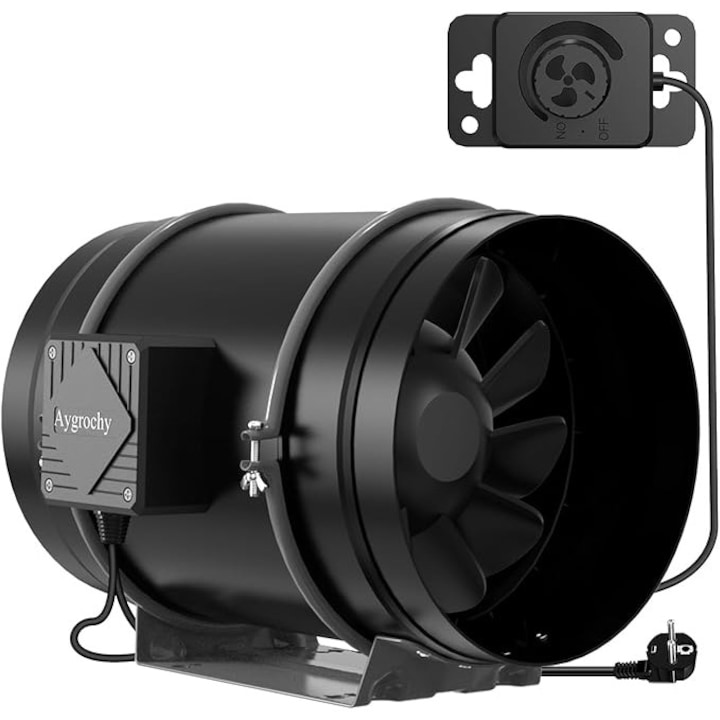 Вентилатор за отвеждане на въздуха 200 мм, 935 м³/ч, 2300 об/мин, 70 W, шум 42 dB, за вътрешен монтаж, вертикално земеделие, търговско сушене и филтриране на въздух