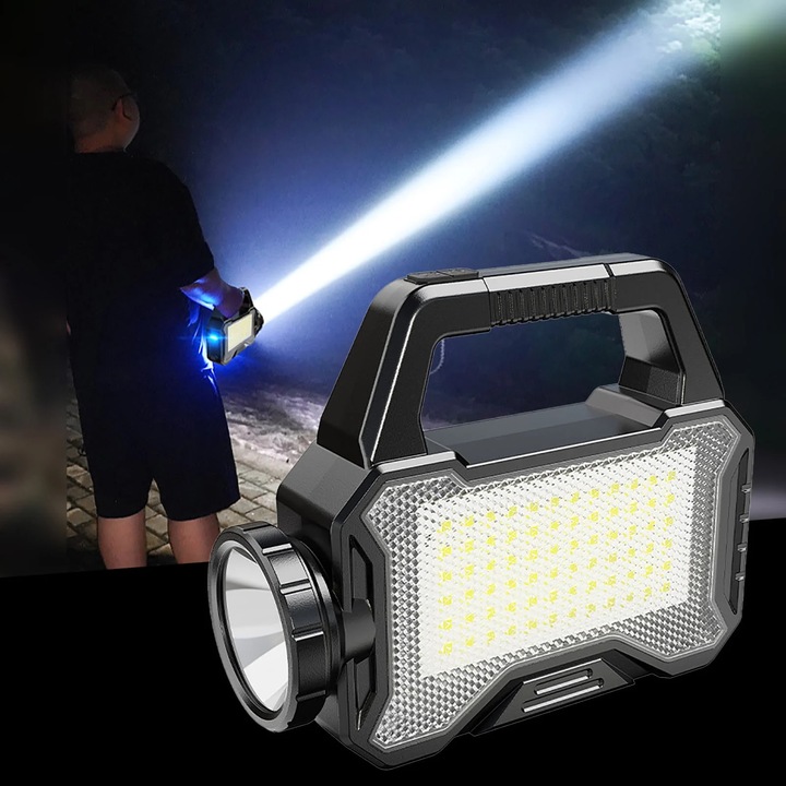 Многофункционален соларен фенер, черен, с USB зареждане, свободен размер