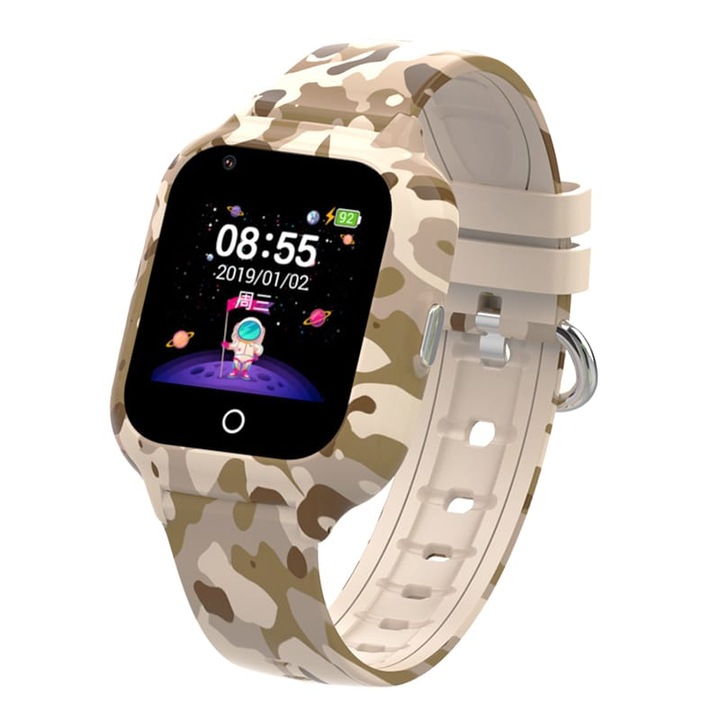 Smartwatch Copii Junior Gadget Safe Watch Army cu GPS, TripleSafe™, 1.4inch, Telefon, WhatsApp, Camera, Protectie la apa