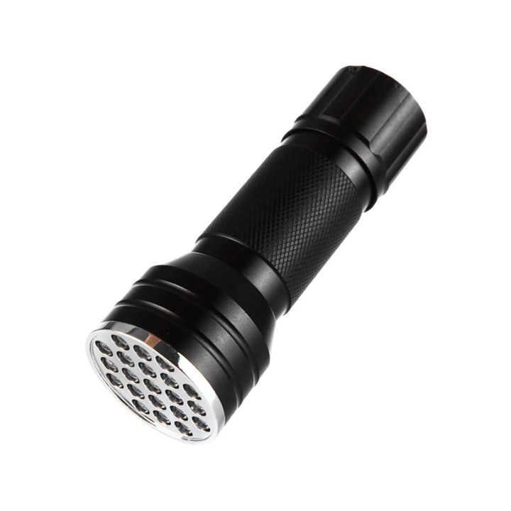 Лилав LED фенер, 21 светодиода, 36x27x98 мм, черен