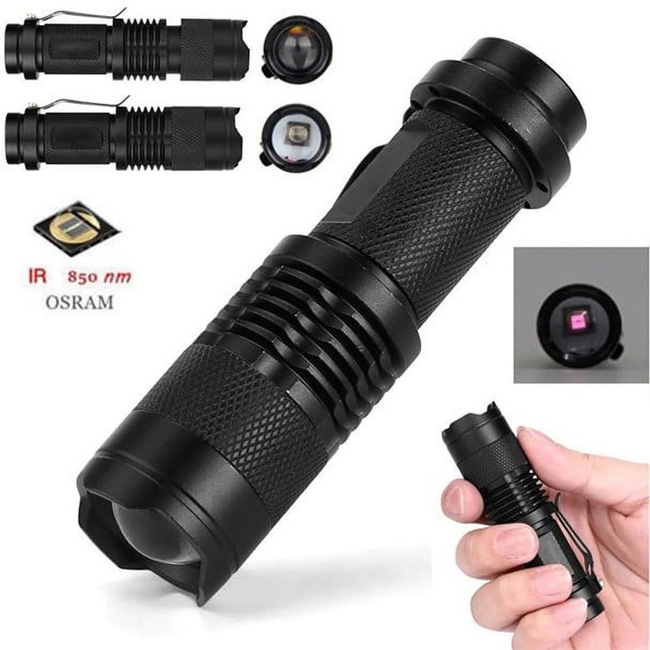 Lanterna IR YANYXR 850nm 5W zoom negru 92x26mm