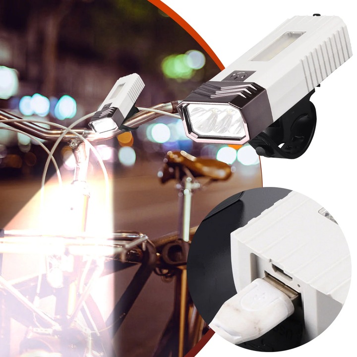 Многофункционален LED фенер, бял, презареждаем с USB, 2000mAh, 3 режима на осветление, 85g