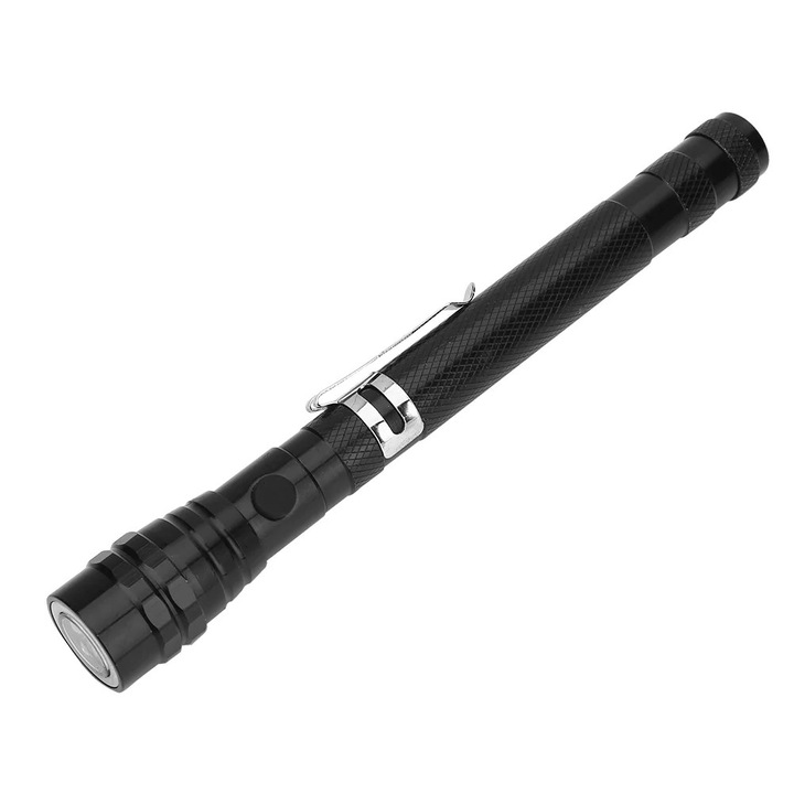 Lanterna LED mini telescopica YANYXR, flexibila, magnetica, negru, 17x57cm