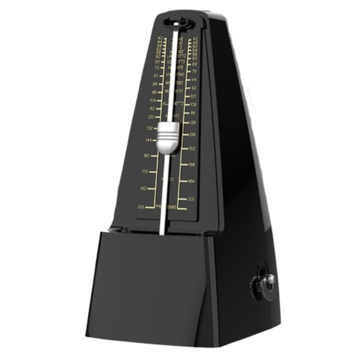 Mechanikus metronóm, kifejezetten zongorához, gitárhoz, dobhoz, hegedűhöz tervezve, univerzális ritmuseszköz, fekete, 203*95*121mm