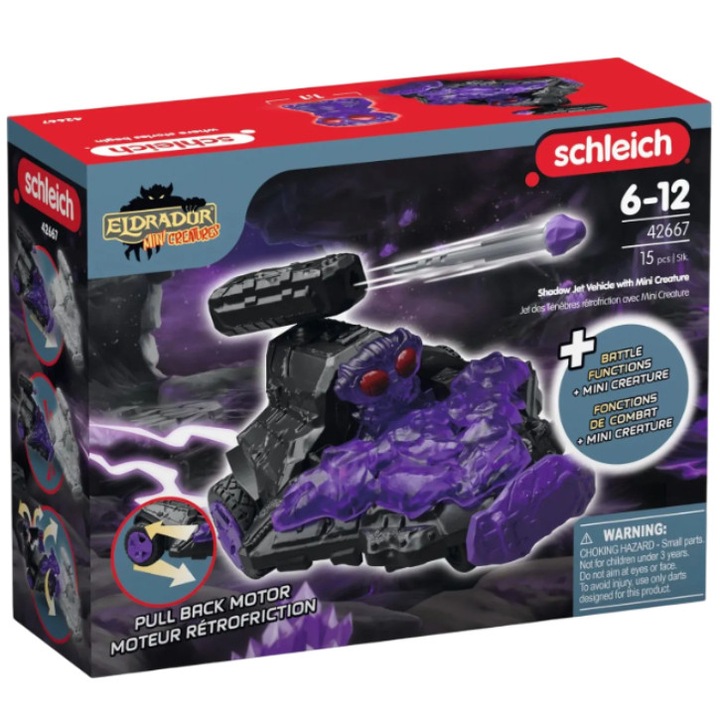 Mașină de jucărie Schleich Jet Shadow cu mini creatură, multicolor, 17cm, set cu 15 piese