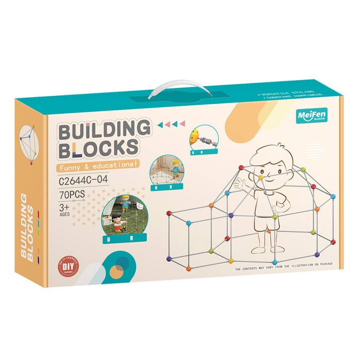 Set constructie 3D tip puzzle cu bile geometrice – blocuri de construit tip domino, model DIY