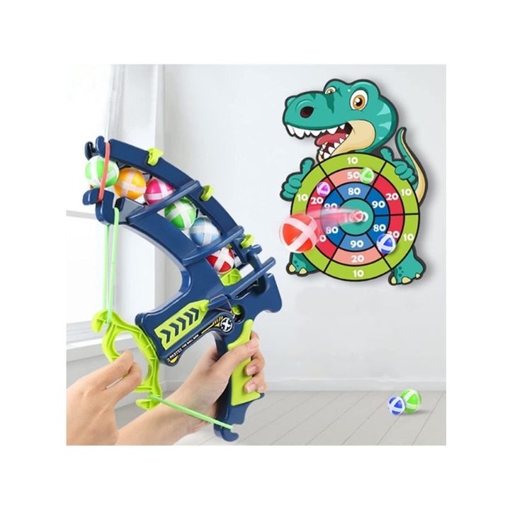 Joc Interactiv Cu Tinta Pentru Copii StickyCro – Dartboard Cu Velcro + 6 Mingi, Sigur si Interactiv, 3+ Ani