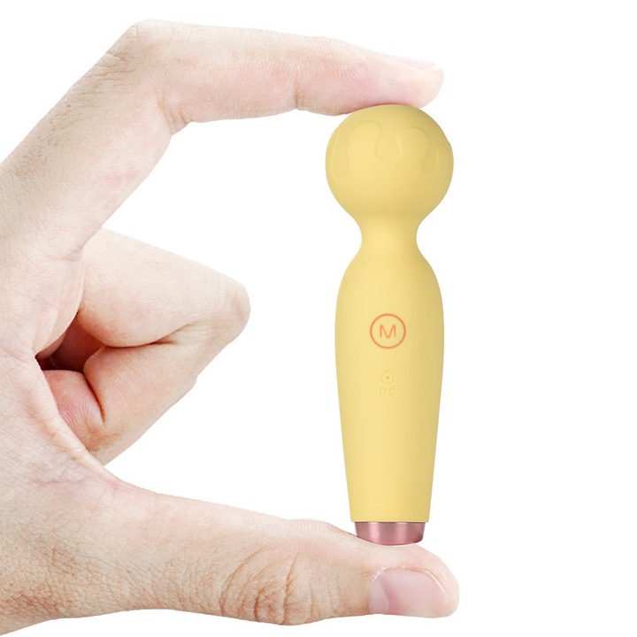 YQF hordozható mini vibrátor, 10 üzemmód, csendes motor, sárga