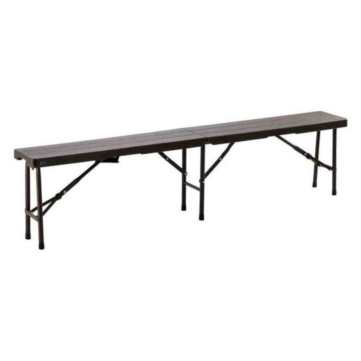 Bancă pliabilă Selgot, ratan maro, 180x25x43cm, rezistentă la intemperii, antiderapantă