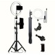 Lampa circulara SkyTechs® ring light 25 cm SMD 116 x LED stativ masa trepied photo studio suport 2 smartphone selfie makeup Lamp 3 moduri de lumina cu telecomanda selfie bluetooth